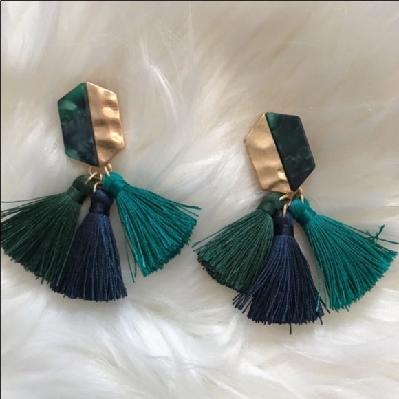 NWT Two toned hexi tassel earrings - Picture 3 of 3
